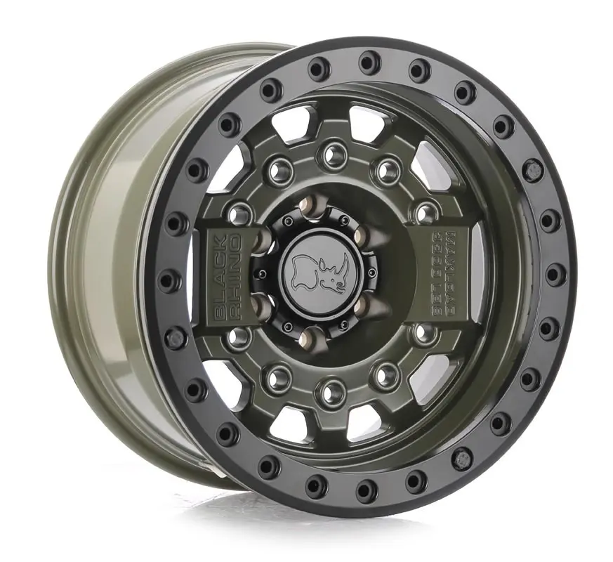 [BR17-6139-AVENGERVO0] JUEGO DE 5 RINES BLACK RHINO 17X8.5  6X139.7  CB 112.1 ET0 AVENGER  OLIVE DRAB GREEN BLK HARDWARE BEADLOCK